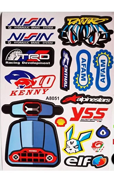 Araba, Motosiklet, Bisiklet, Kask Sponsor Sticker Seti, Çıkartma Etiketi A8051 Model