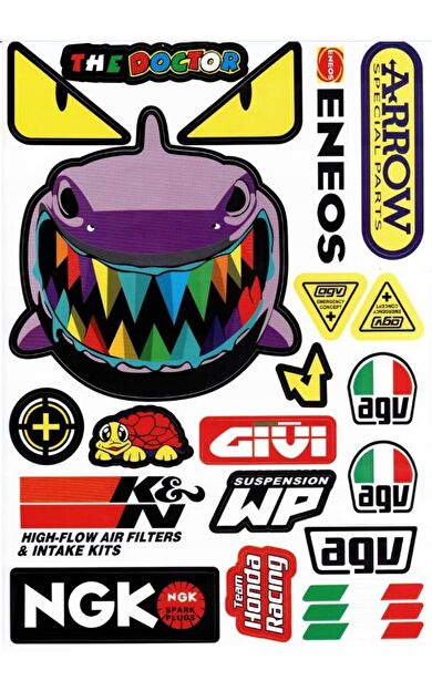 Araba, Motosiklet, Bisiklet, Kask Sponsor Sticker Seti, Çıkartma Etiketi A8055 Model
