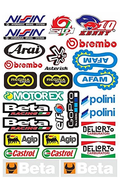 Araba, Motosiklet, Bisiklet, Kask Sponsor Sticker Seti, Çıkartma Etiketi A8032 Model