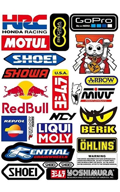 Araba, Motosiklet, Bisiklet, Kask Sponsor Sticker Seti, Çıkartma Etiketi A8036 Model
