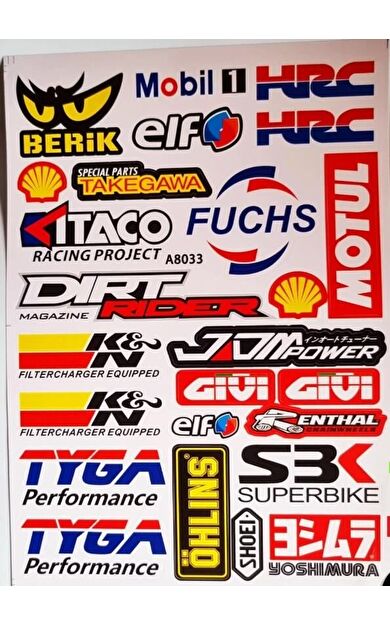 Araba, Motosiklet, Bisiklet, Kask Sponsor Sticker Seti, Çıkartma Etiketi A8033 Model