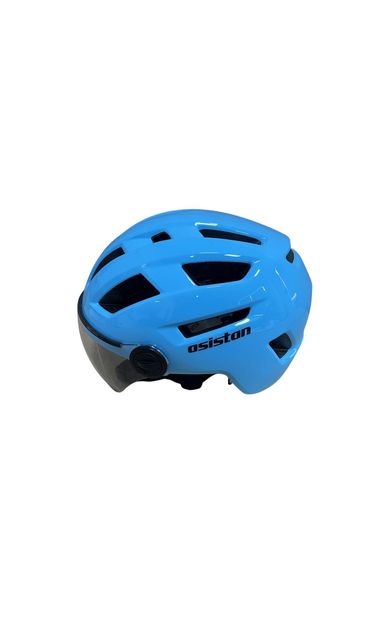 Asistan Bisiklet Kask KS-28 Koruyucu Gözlüklü Bisiklet Motosiklet Kaskı Medium Beden Buz Mavi Renk