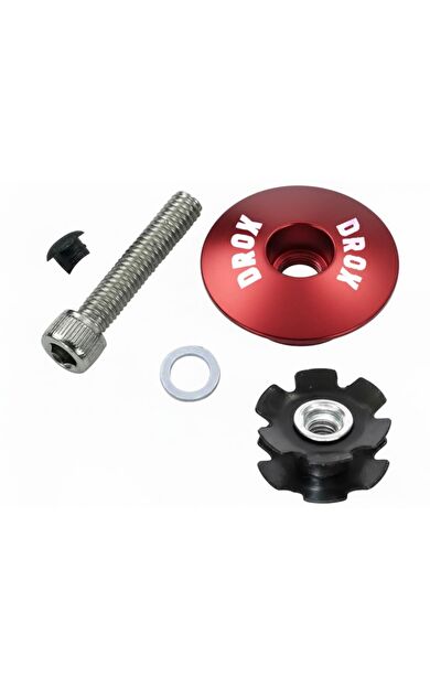 Asistan Drox HC100 Top Cap Furç Kapak Seti Alüminyum Gidon Boğazı Üst Kapak Seti 1-1/8 Kırmızı Renk