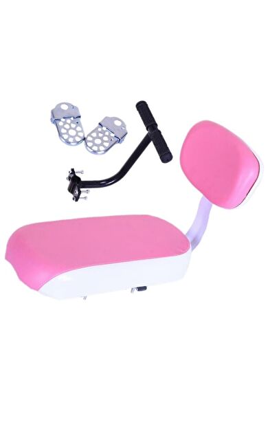 Bisiklet Arka Çocuk Koltuğu Sırt Dayamalı (Basamaklı - Gidonlu) Bagaj Koltuğu PEMBE