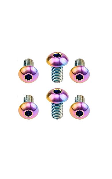 Bisiklet Rotor Vidası 6 adet M5x10 Civata Oil Slick Rainbow Renk