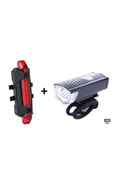 Bisiklet Lambası Feneri Şarjlı Ön Far Arka Stop Aydınlatma Seti