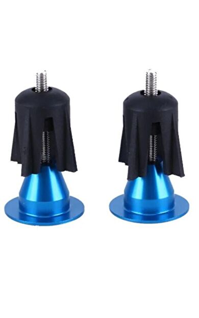 Briviga Alüminyum+ Plastik 22-24 mm Bisiklet Gidon Ucu Tıpası Mavi Renk ( 1 Çift )Gidon Tıpası