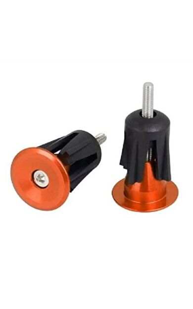 Briviga Alüminyum+ Plastik 22-24 mm Bisiklet Gidon Ucu Tıpası Turuncu Renk ( 1 Çift )Gidon Tıpası