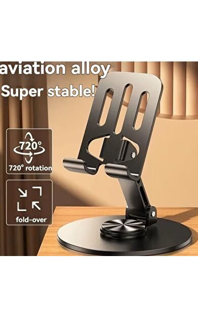 Dönebilen, Katlanabilir ve Ayarlanabilir Masaüstü Telefon Tutucu Tamamen Metal Katlanabilir Tutucu