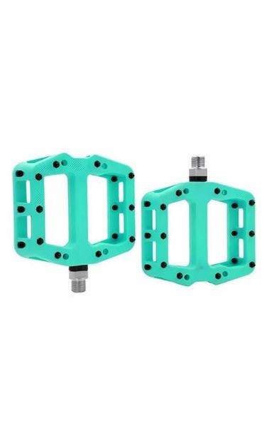 Briviga Plastik Çivili Platform Pedal Turkuaz Bisiklet Pedalı 3 Kapalı Rulmanlı 101x113mm, 300g)