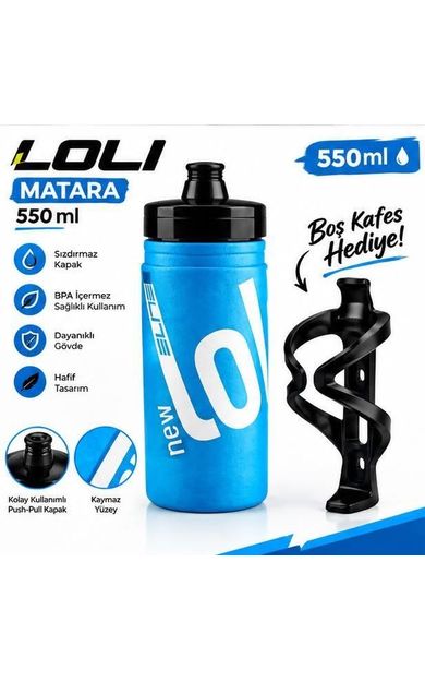 Elite New Loli Bisiklet Matarası Mavi Renk Suluk 550Ml Performance Matara Kafesi Hediyeli
