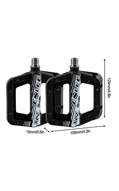 Enlee Renkli Çivili Kaymaz Platform Pedal MTB Rulmanlı Plastik Alüminyum Pedal Ultra Hafif Siyah