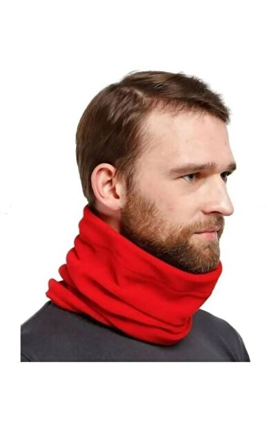 Erkek Polar Bere Kırmızı Bandana Bisiklet Boyunluk Motosiklet Kışlık Giyim Polar Bandana Boyunluk