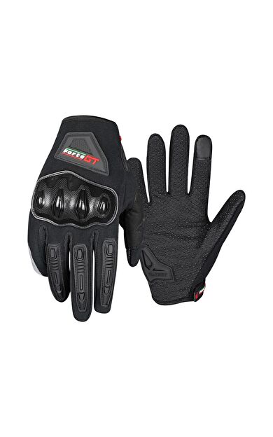 Forte GT 20 PRO Korumalı Yazlık Uzun Parmaklı Sertifikalı Motosiklet Eldiveni Siyah 2XL BEDEN