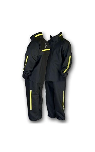 WINDTECH Motosiklet PVC Yağmurluk Cepli Reflektörlü Alt Üst Takım S Beden Siyah