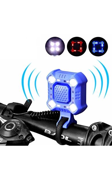 FORTE GT 2122 Bisiklet Ön Işık 350 Lümen 140 DB Usb Şarjlı Yüksek Güçlü Far Korna Mavi Renk
