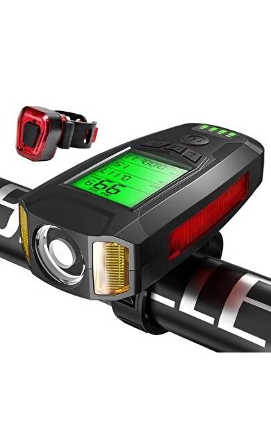 Forte Gt 3 In 1 Bisiklet El Feneri 5 Led Fonksiyonlu Km Sayaçlı Su Geçirmez Far Kırmızı