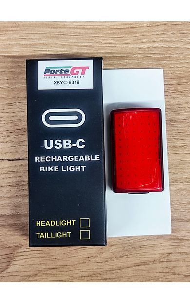 Forte GT 6319 Bisiklet Ön Işık 250 Lümen Lityum Pilli Usb Şarjlı Yüksek Güçlü Far Kırmızı