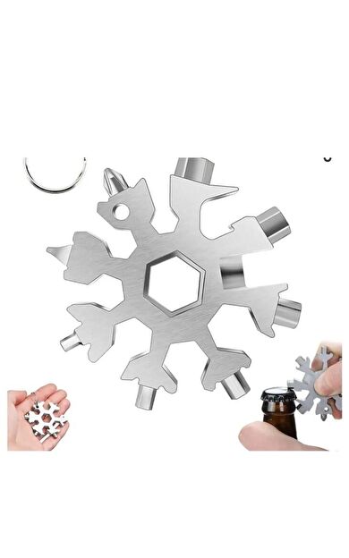 Streak Kardelen Çok Fonksiyonlu Paslanmaz Çelik Anahtar Alyan Takımı Ve Anahtarlık Kar Tanesi