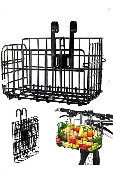 Katlanır Bisiklet Sepeti Ön Gidon Uyumlu Eşya Taşıma Sepet Askılı Tüm Bisikletlere Uyumlu Sepet