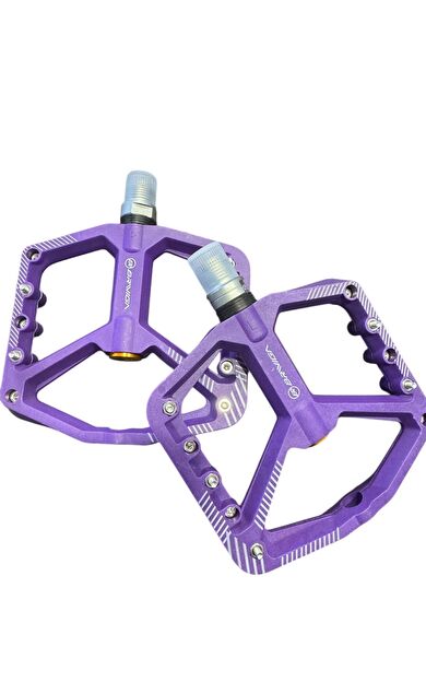 Briviga Plastik Çivili Platform Pedal Mor Bisiklet Pedalı (1DU + 1 Kapalı Rulmanlı 110x125mm, 300g)