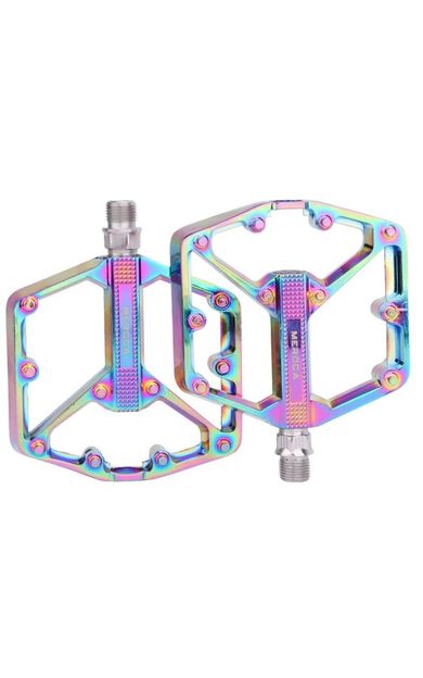 Meroca Rainbow Alüminyum Rulmanlı Bisiklet Pedalı Ultra Hafif Freeride Platform Pedal