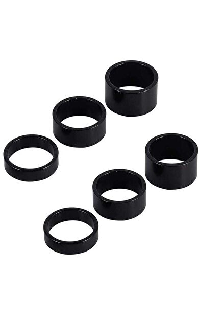 Bisiklet Furş Spacer 6'lı Paket (3/5/8/10/15/20mm) Siyah Furş Takımı Yüzüğü Gidon