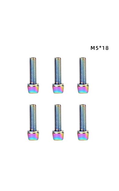 Bisiklet Gidon Boğazı Civatası 6 adet M5x18 Oil Slick Matara Kafesi Vidası Rainbow