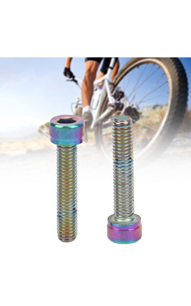 Oil Slick Bisiklet  Boğaz Kapak Vidası 6 adet M6X30 Furş Kapak Civatası Rainbow