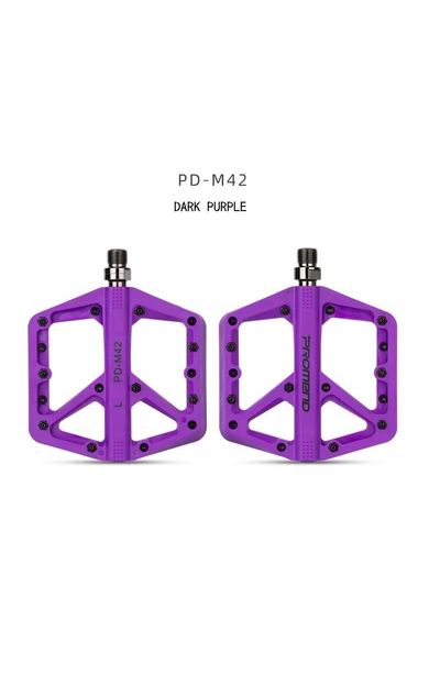 Promend Renkli Platform Pedal MTB Freeride Kaymaz Rulmanlı Plastik Pedal Ultra Hafif Mor Renk