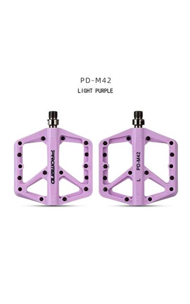 Promend Renkli Platform Pedal MTB Freeride Kaymaz Rulmanlı Plastik Pedal Ultra Hafif Açık Mor Renk