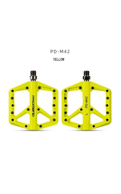 Promend Renkli Platform Pedal MTB Freeride Kaymaz Rulmanlı Plastik Pedal Ultra Hafif Sarı Renk