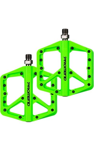 Promend Renkli Platform Pedal MTB Freeride Kaymaz Rulmanlı Plastik Pedal Ultra Hafif Yeşil Renk
