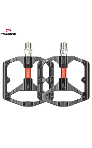 Sarissa Çift Kovanlı Alüminyum MTB Freeride Geniş Platform Rulmanlı Bisiklet Pedalı Siyah Kırmızı