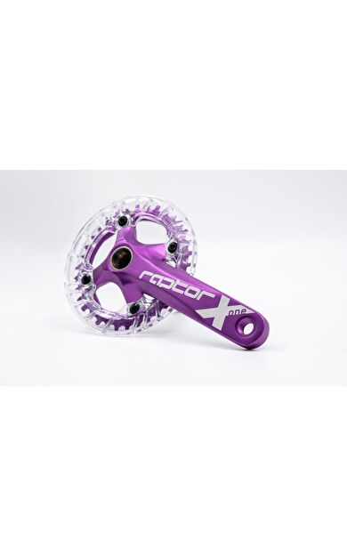 Raptor 34T Tek Yaprak Şeffaf Muhafazalı Aynakol Seti Göbek+Aynakol+Yaprak Bisiklet Krank Set Mor