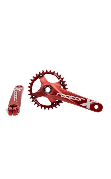 Raptor A28Z-AS322 32T 170 mm Tek Yaprak Aynakol Seti Göbek+Aynakol+Yaprak Bisiklet Krank Seti Kırmızı