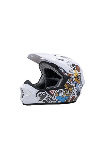 RAPTOR GRAVITY Toxıc Mind Full Face FreeRide Bisiklet Motosiklet Kaskı Medium Beden Beyaz Renk