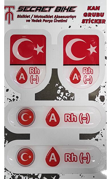 Secret Bike Türk Bayraklı Motosiklet Ve Kask Kan Grubu Sticker A Rh (-) Negatif