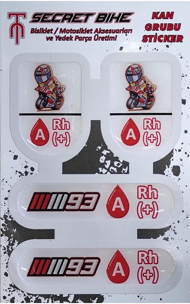 Secret Bike Kırmızı Motosiklet Ve Kask Kan Grubu Sticker A Rh (+) Pozitif