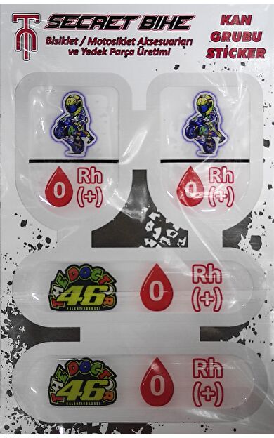 Secret Bike Mavi Motosiklet Ve Kask Kan Grubu Sticker 0 Rh (+) Pozitif