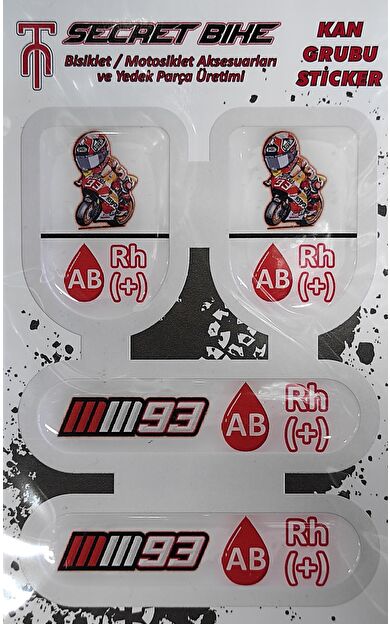Secret Bike Kırmızı Motosiklet Ve Kask Kan Grubu Sticker AB Rh (+) Pozitif