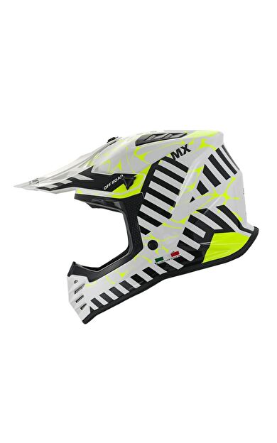 SWAY 618 Alert Çocuk Cross Kaskı Bisiklet Motosiklet Enduro Kask L Beden Beyaz Sarı Çocuk Kaskı