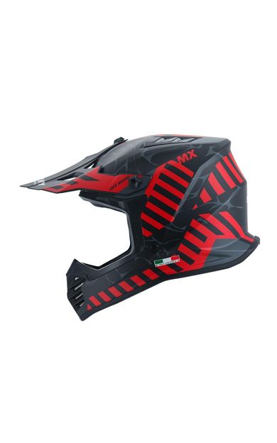 SWAY 618 Alert Çocuk Cross Kaskı Bisiklet Motosiklet Enduro Kask L Beden Mat Siyah Kırmızı Çocuk Kaskı