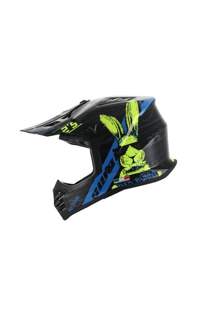 SWAY 618 Bunny Çocuk Cross Kaskı Bisiklet Motosiklet Enduro Kask L Beden Siyah Mavi Çocuk Kaskı