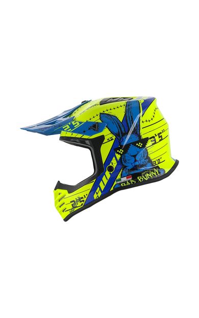 SWAY 618 Bunny Çocuk Cross Kaskı Bisiklet Motosiklet Enduro Kask L Beden Sarı Mavi Çocuk Kaskı