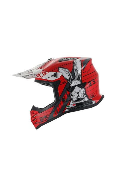 SWAY 618 Bunny Çocuk Cross Kaskı Bisiklet Motosiklet Enduro Kask XL Beden Siyah Kırmızı Çocuk Kaskı