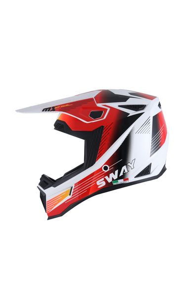 SWAY 635 Nova Çocuk Cross Kaskı Bisiklet Motosiklet Enduro Kask L Beden Siyah Beyaz Kırmızı