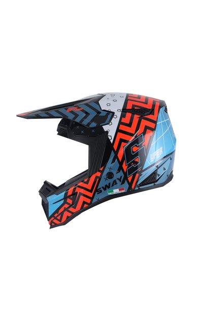 SWAY 635 Super Çocuk Cross Kaskı Bisiklet Motosiklet Enduro Kask L Beden Siyah Mavi Turuncu