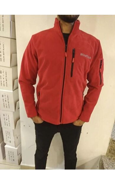 WINDTECH Polar Mont Fermuarlı Baskılı 3 Cepli Dik Yaka Mevsimlik Polar S Beden Kırmızı