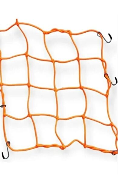 TEX 2010 Ahtapot Motosiklet Kancalı Kask Filesi Evrensel Kask Filesi Plastik Kancalı 40 X 40 Cm Turuncu